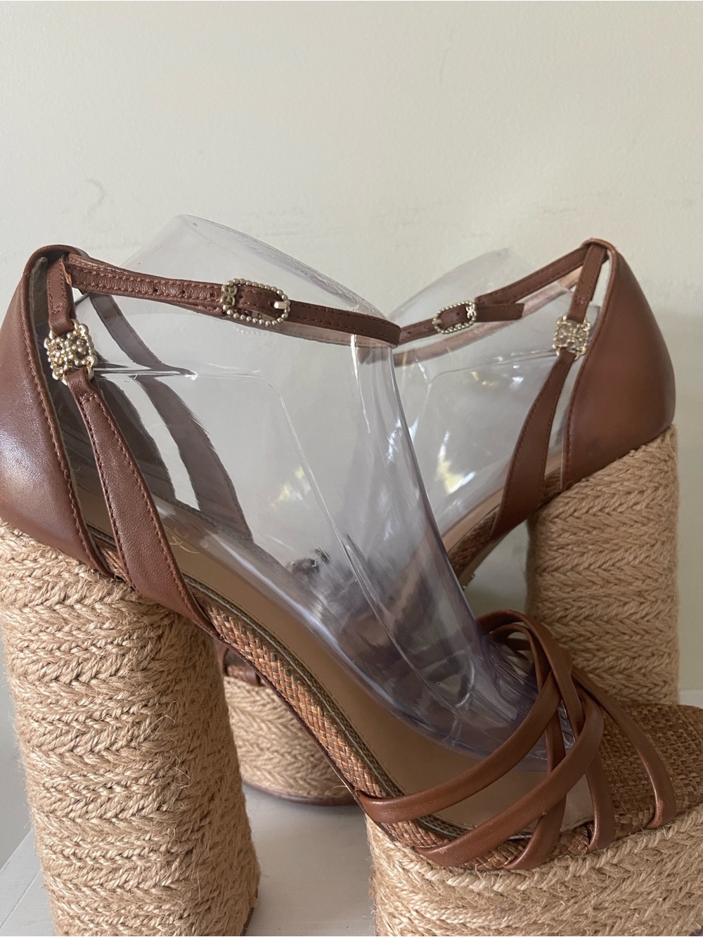 Sam Edelman Kade Square Toe Crossover Strap  High Heel Platform Sandals Size 10 - Picture 7 of 9